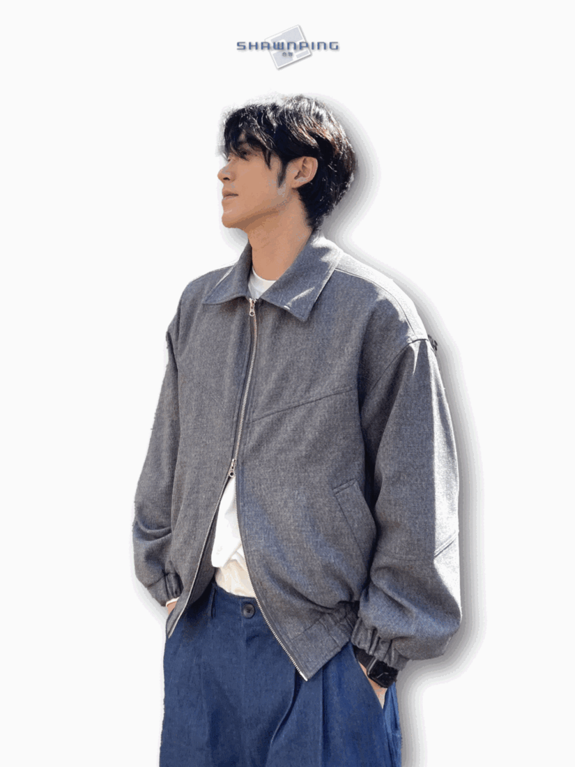 남자숏자켓 오버핏 크롭 봄재킷 미니멀룩 다크그레이 Balloon Crop Jacket darkgrey