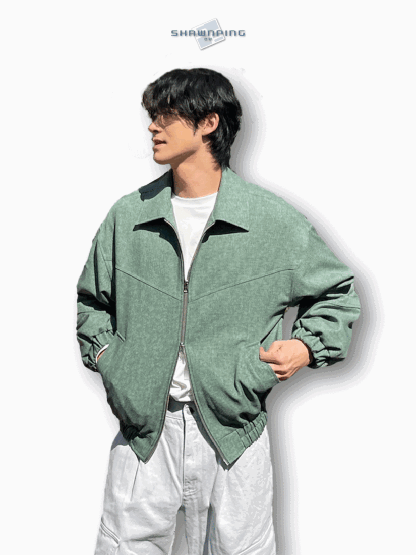 남자숏자켓 오버핏 크롭 봄재킷 미니멀룩 그린 Balloon Crop Jacket green