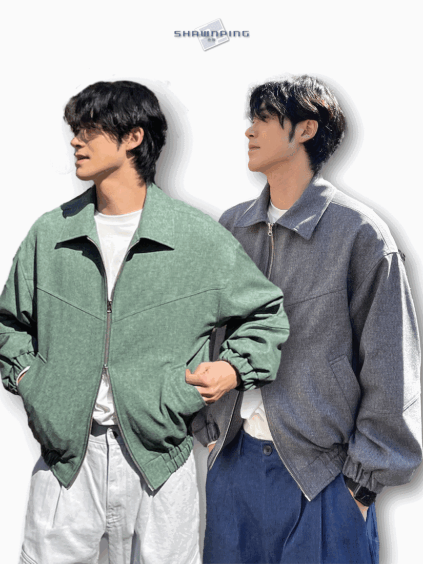 남자숏자켓 오버핏 크롭 봄재킷 미니멀룩 그린 다크그레이 다크베이지 Balloon Crop Jacket green darkgrey darkbeige