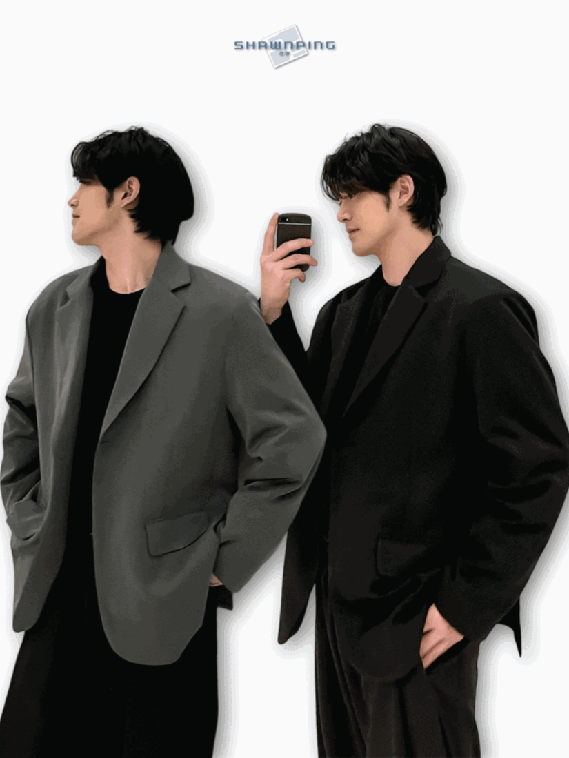 남자 싱글블레이저 오버핏 봄 미니멀룩 그레이 블랙 Daddy Single Blazer grey black