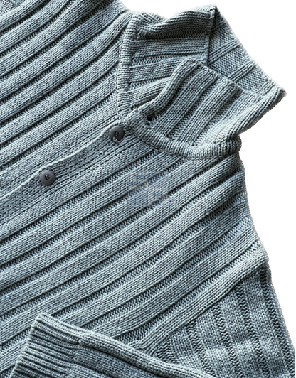 Ribbed Wool Cardigan Jacket Grey