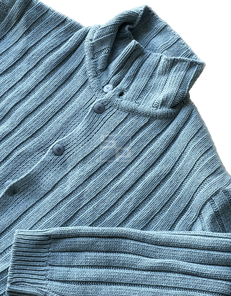 Ribbed Wool Cardigan Jacket Gray