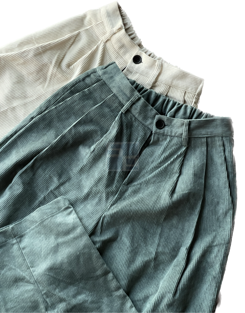 Two Tuck Balloon Corduroy Pants Bluish green – SHAWNPING