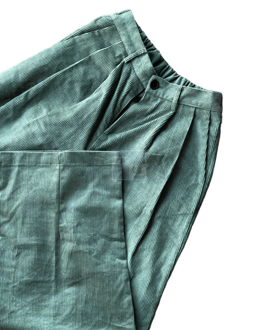 Two Tuck Balloon Corduroy Pants Bluish green – SHAWNPING