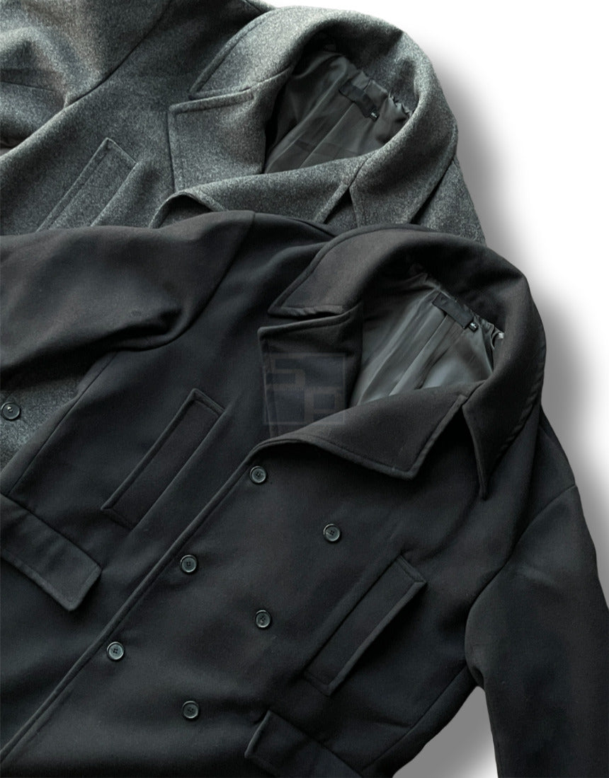 Back Slit Overfit Double Coat Black
