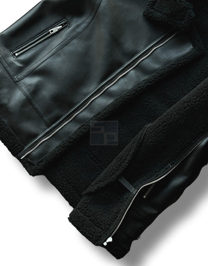 Casual Shearling Jacket Mustang Black