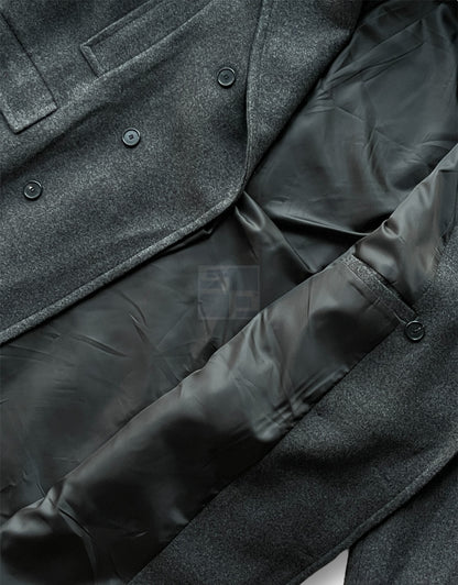 Back Slit Overfit Double Coat Charcoal
