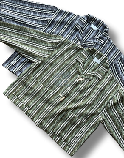 Toggle Stripe Knit Cardigan Black