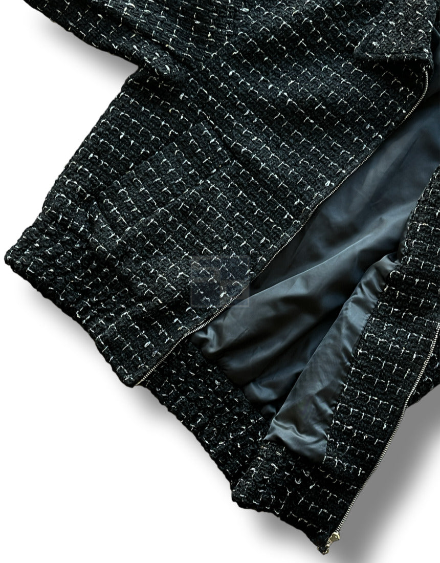 Tweed Cropped Wool Jumper Black
