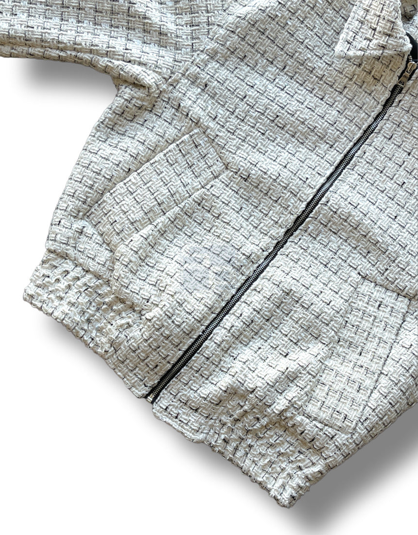 Tweed Cropped Wool Jumper Ivory