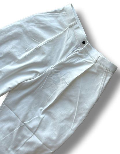 Back Buckle Fatigue Wide Pants White