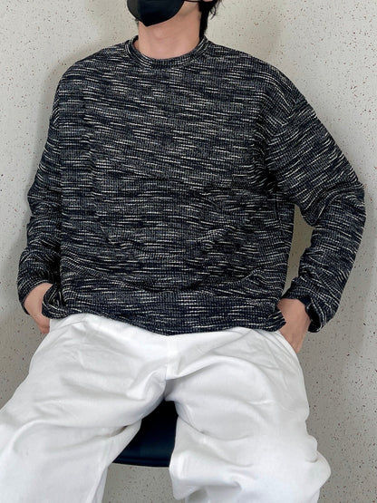 Rough Tweed Knit Black 트위드 오버핏 긴팔티 루즈핏 남자 봄 니트 블랙
