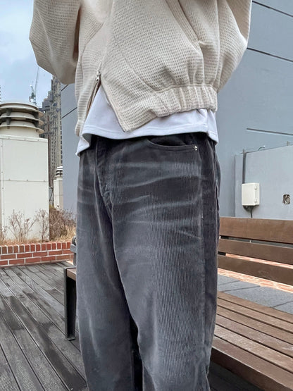 Embo Washing Wide Corduroy Pants Charcoal