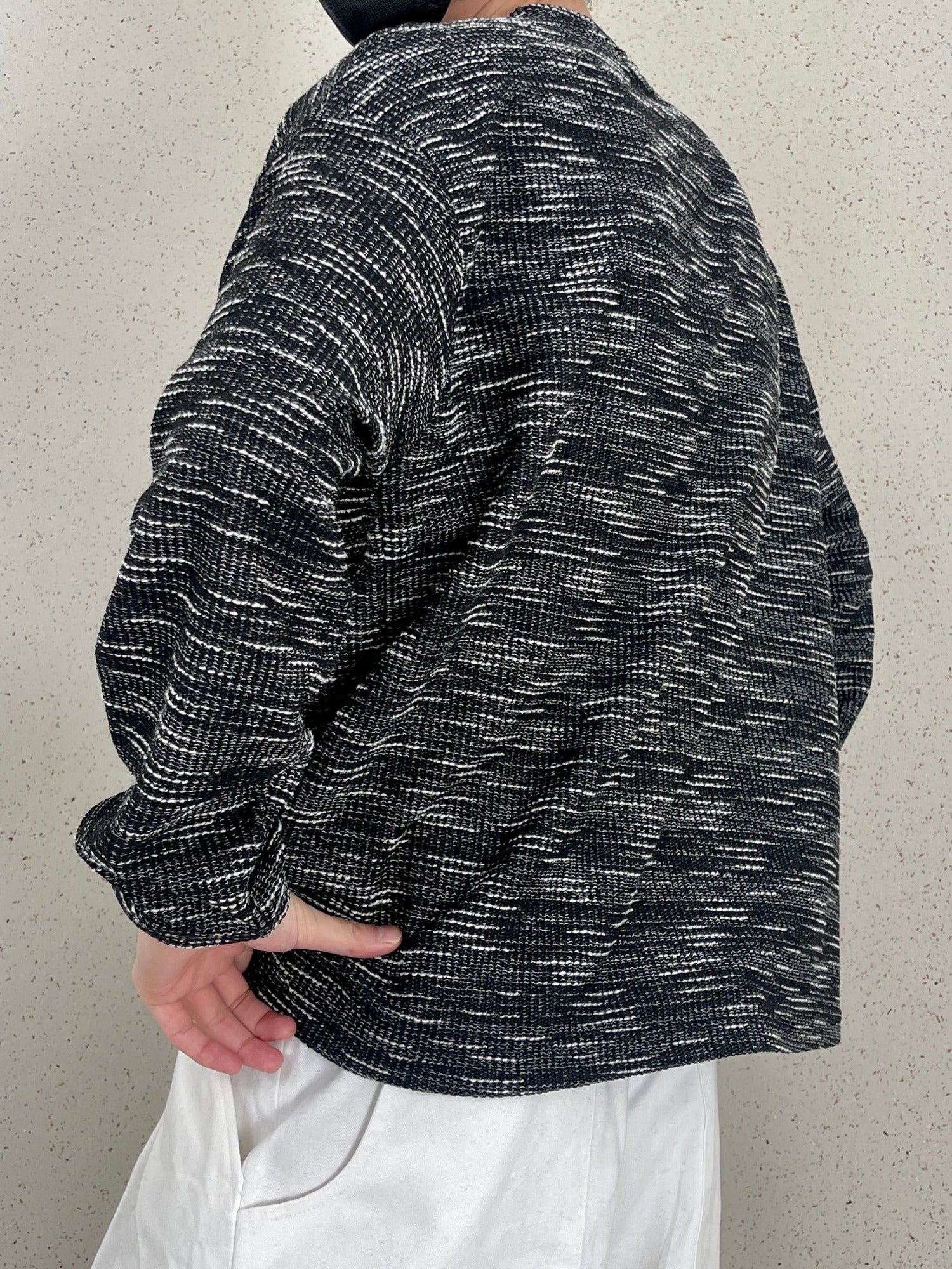 Rough Tweed Knit Black 트위드 오버핏 긴팔티 루즈핏 남자 봄 니트 블랙
